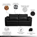 Ver imagem 3 de Sofá Retrátil 3 Lugares Bipartido Sala de Estar Piece 215cm Couro Preto G58 - Gran Belo