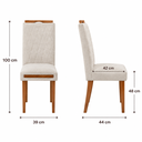 Ver imagem 3 de Kit 2 Cadeiras Estofadas de Jantar Azaléia - MDF em Bouclê Pés em Madeira - Vintage Decor - Gelo