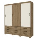 Ver imagem 3 de Guarda-Roupa Casal 3 Portas de Correr 9 Gavetas Uran Henn