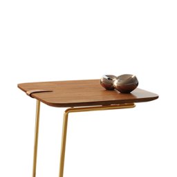 Mesa de Apoio Lateral Cinamomo Inclinato - Base Dourada Decore Casa - 3