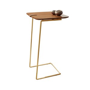 Mesa de Apoio Lateral Cinamomo Inclinato - Base Dourada Decore Casa
