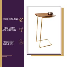 Mesa de Apoio Lateral Cinamomo Inclinato - Base Dourada Decore Casa - 6