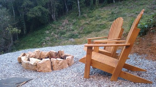 Cadeira Pavão Adirondack Área Externa Madeira Tratada Stain - Preto - Natural - 7