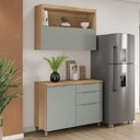 Ver imagem 2 de Cozinha Modulada 100% Mdf 2 Peças Nesher Marquesa Marrom Verde