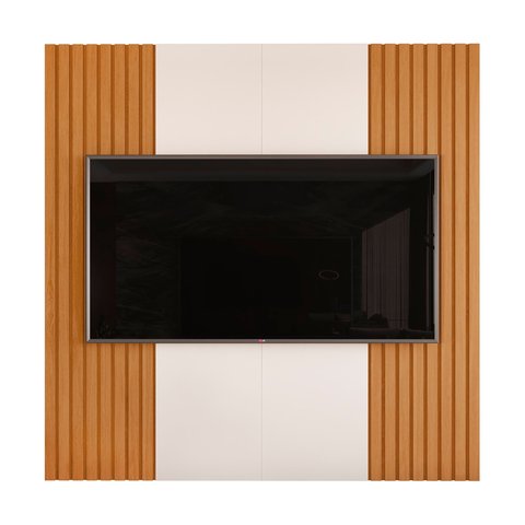Painel para Sala Estar Sierra Ripado 2.2 x 2.2 TV até 72:Off White/Nature