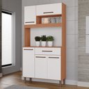 Ver imagem 1 de Armário de Cozinha Iguape 100% Mdf Tuboarte 5 Portas e 1 Gaveta Freijó Branco