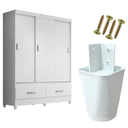 Ver imagem 1 de Kit 8 Pes para Moveis e Pe para Guarda Roupa 7cm+ Parafusos