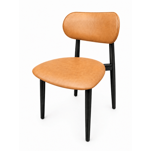 Cadeira com Encosto Anatômico 79cm em Madeira Maciça Cadeira Vitta Courino Marrom Oona Design Preto
