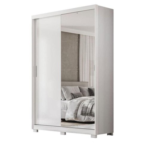 Guarda Roupa Casal Riva Branco Amêndola Touch Flex com Espelho e Pés - Demóbile