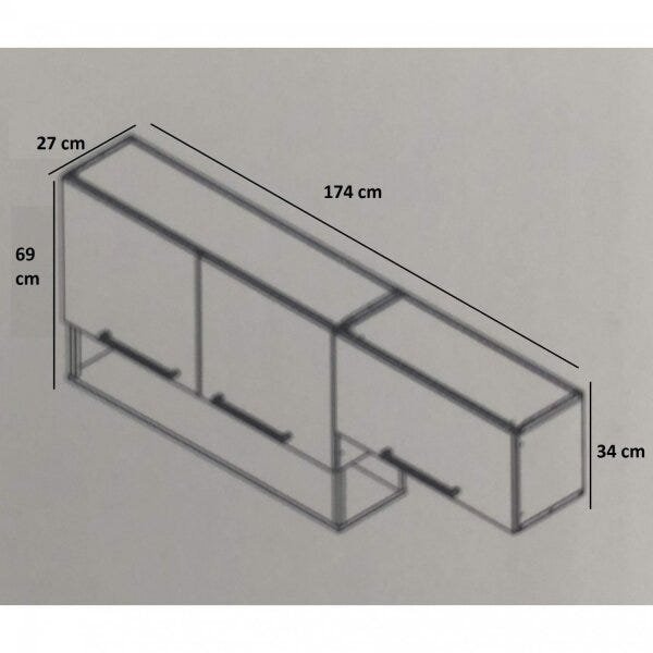 Armário Aéreo para Cozinha 3 Portas 1 Nicho Bali Itatiaia - 4