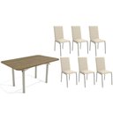 Ver imagem 1 de Conjunto: Mesa Sala Jantar Elba C/ Tampo de Madeira 160cm e 6 Cadeiras Amsterdã Niquel/nogueira -
