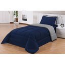 Ver imagem 1 de Kit Edredom Solteiro 4 Peças Pérola Marinho/cinza