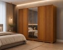 Ver imagem 1 de Guarda Roupa Grande MDF Ripado Espelho 6 Portas Premium Arbo