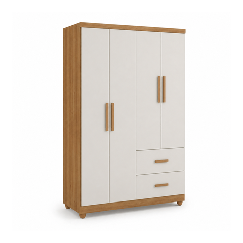 Guarda Roupa Slim 4 Portas 2 Gavetas Cinamomo Off White Formimóveis