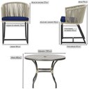 Ver imagem 2 de Mesa com 4 Cadeiras de Jantar Roma 100cm e Noronha em Aluminío Preto Corda Nautica Estofado 10 Trama
