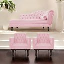 Ver imagem 3 de Kit Diva Recamier Juliana 185cm Lado Esquerdo e 02 Poltronas Classic Suede Rosa Bebê - Amarena Móvei