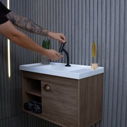 Gabinete Armario para Banheiro 100% Mdf + Cuba - Monza Munique 60cm - 6