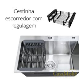 Cuba Inox Escovado Quadrada 60x45 Gourmet com Acessórios - 3