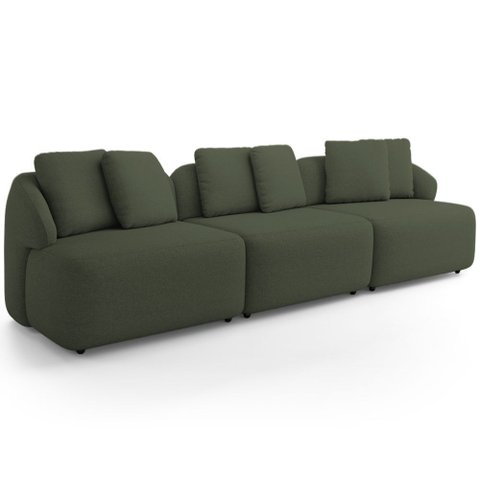 Sofá 3 Lugares para Sala de Estar Living 228cm Arlo F04 Linho Verde Tc-10056 - Lyam Decor
