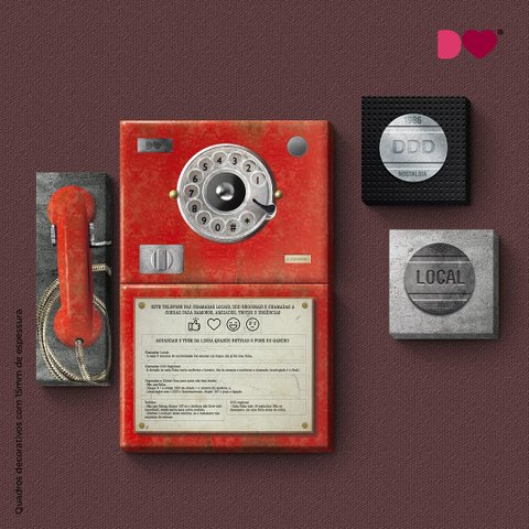 Orelhão Vintage - Quadro ou placa decorativa com 5 peças É DeCoração Quadros e placas decorativas 15