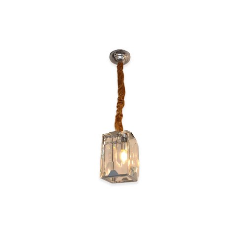 Pendente Quadrado Cromado Vidro Transparente 1e14 22x16cm Paris Luz