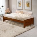 Ver imagem 1 de Cama Solteiro Gabrieli Estrutura Reforçada Madeira Maciça Castanho