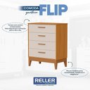 Ver imagem 6 de Jogo de Quarto Infantil Flip Guarda Roupa 4 Portas e Cômoda 4 Gavetas Areia Fosco/savana - Reller M