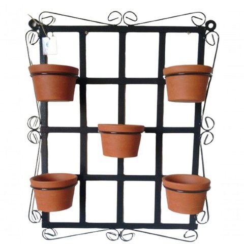 Suporte Ferro para Plantas Quadrado para 5 Vasos - Preto