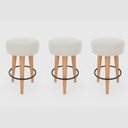 Ver imagem 1 de Kit 3 Banqueta Média Cozinha 60cm Estofada Off-white Madeira Maciça Urban
