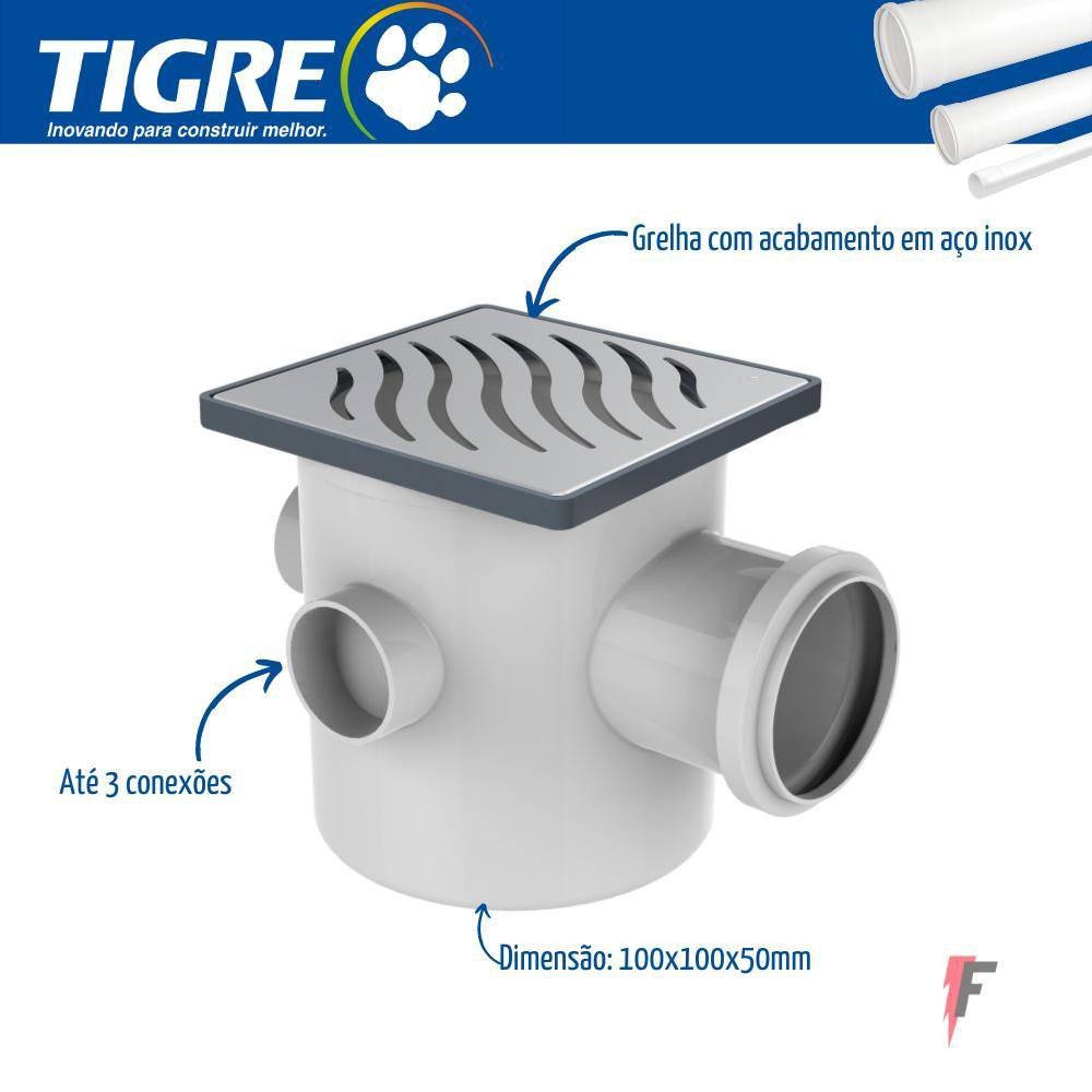 Kit Com 8 Caixa Sifonada Inox Tigre 100X100X50 - 4