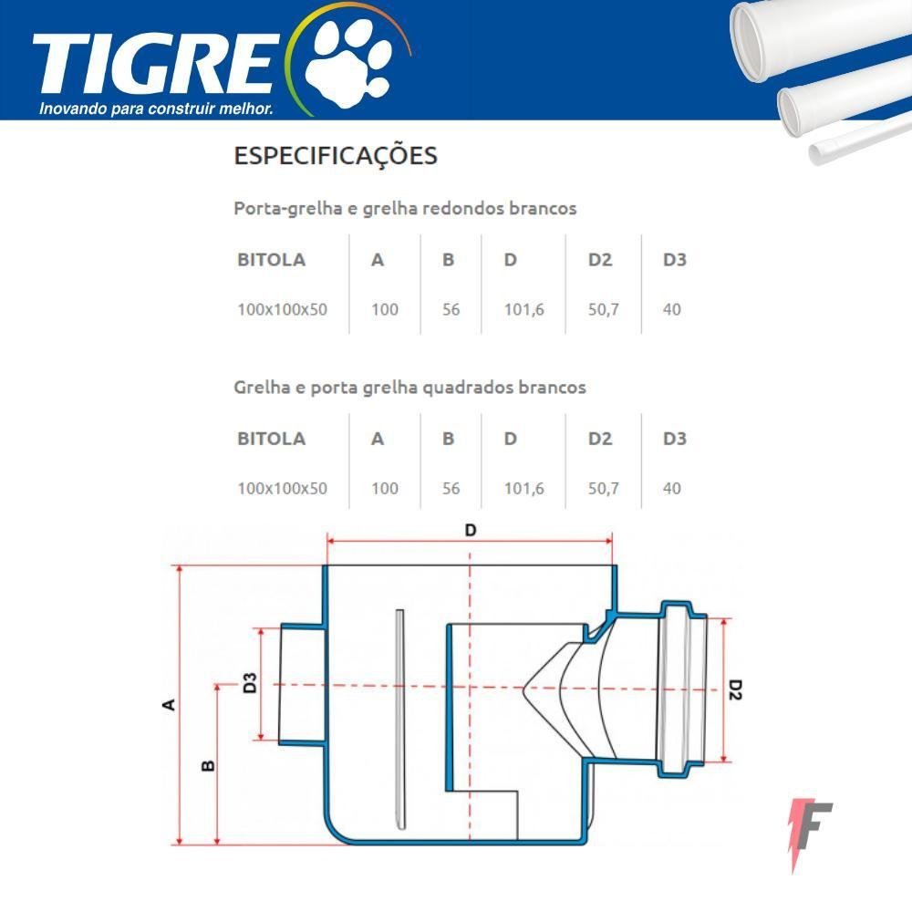 Kit Com 8 Caixa Sifonada Inox Tigre 100X100X50 - 5
