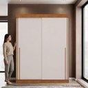 Ver imagem 4 de Guarda-Roupa Casal 2 Portas de Correr Firenze Marrom/Carvalho Vermontt/Off White