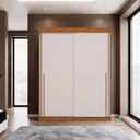 Ver imagem 1 de Guarda-Roupa Casal 2 Portas de Correr Firenze Marrom/Carvalho Vermontt/Off White