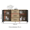 Ver imagem 3 de Balcao Buffet Duo 150 Cm P1068 Oak Preto Pp Milani Store