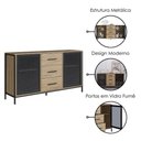 Ver imagem 4 de Balcao Buffet Duo 150 Cm P1068 Oak Preto Pp Milani Store