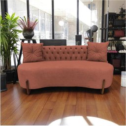 Sofá 2 Lugares Orgânico Curvo Tókio 150cm Bouclé Terracota - 8