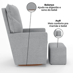 Poltrona Amamentação Balanço e Puff Quarto Boucle Bia - 3