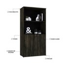 Ver imagem 3 de Armário Alto Estante com 02 Portas 161,5x80x42cm Wlae80 Carvalho Dark - Preto