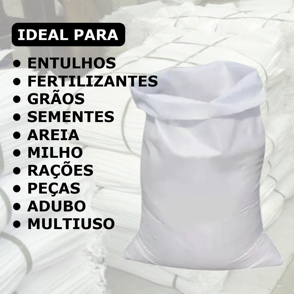 Kit 30 Saco Ráfia Entulho Construção Reciclagem 80x45cm 25kg - 3