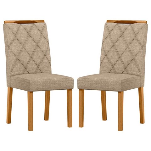Cadeira para Mesa de Jantar Sarah Kit 2 Peças Ype Linho Areia – New Ceval