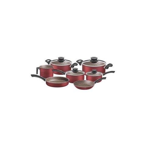 Jogo de Panelas Paris Texture Alumínio Revestimento Antiaderente Starflon Vermelho 7 Pçs