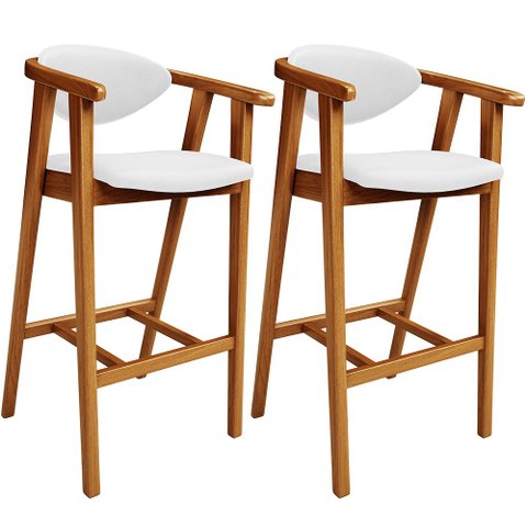 Kit 02 Banquetas Alta Para Cozinha Bancada Bar Sala de Jantar Fixa Cecília L02 Facto Branco - Lyam L