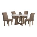 Ver imagem 1 de Conjunto Mesa Arizona 120cm com 4 Cadeiras Canela Tampo Redondo Plus com Vidro