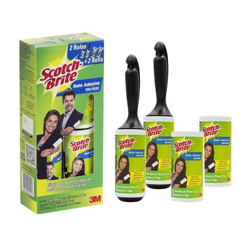 2 Rolo Adesivo Tira Pelo ScotchBrite 3m Roupa Sofa + 2 refil