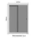 Ver imagem 4 de Guarda-roupa Solteiro 2 Portas de Correr 2 Gavetas Branco/cinza Vivare Madesa