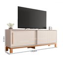 Ver imagem 4 de Rack para Tv até 65 Polegadas Mondrian 2 Portas Ripado 3d Off White/freijó - Caemmun
