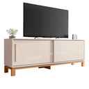 Ver imagem 2 de Rack para Tv até 65 Polegadas Mondrian 2 Portas Ripado 3d Off White/freijó - Caemmun