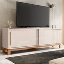 Ver imagem 1 de Rack para Tv até 65 Polegadas Mondrian 2 Portas Ripado 3d Off White/freijó - Caemmun