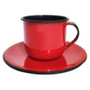 Ver imagem 6 de Kit Bule De Café E Chá Com 6 Xícaras e Pires Aço Esmaltado Vermelho