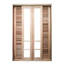 Ver imagem 1 de Porta Balcão de Correr Madeira Padrão Cedro Veneziana Safira Reto Bat.14 Cm-2.15(a)x1.70(l)